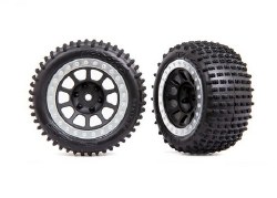 Traxxas Tires & wheels, assembled (2.2" graphite gray, satin chrome beadlock wheels, Alias 2.2" tire