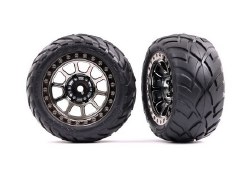 Traxxas Tires & wheels, assembled (2.2" black chrome wheels, Anaconda 2.2" tires with foam inserts)