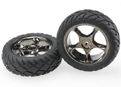Traxxas Tires & wheels, assembled (Tracer 2.2" black chrome wheels, Anaconda 2.2" tires with foam in