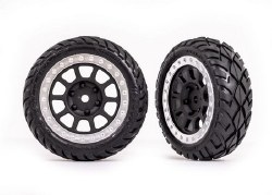 Traxxas Tires & wheels, assembled (2.2" graphite gray, satin chrome beadlock wheels, Anaconda 2.2" t
