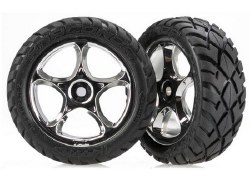 Traxxas Tires & wheels, assembled (Tracer 2.2" chrome wheels, Anaconda 2.2" tires with foam inserts)