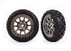 Traxxas Tires & wheels, assembled (2.2" black chrome wheels, Anaconda 2.2" tires with foam inserts)