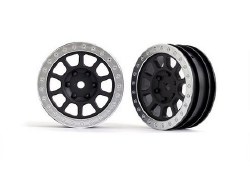 Wheels, 2.2" (graphite gray, satin chrome beadlock) (2) (Bandit front)