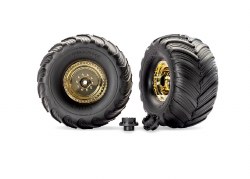 Traxxas Monster Truck Gold Wheels & Terra Groove Tires (2)