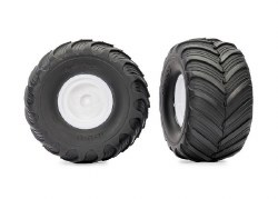 Traxxas Tires & wheels, assembled, glued (white wheels, center caps, Terra Groove dual profile tires