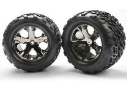 Traxxas Tires & wheels, assembled, glued (2.8") (All-Star black chrome wheels, Talon tires, foam ins