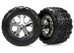 Traxxas Tires & wheels, assembled, glued (2.8") (All-Star chrome wheels, Talon tires, foam inserts)