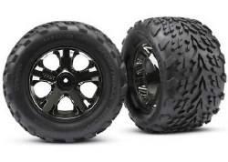 Traxxas Tires & wheels, assembled, glued (2.8") (All-Star black chrome wheels, Talon tires, foam ins