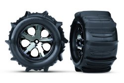 Traxxas Tires & Wheels, Assembled, Glued (2.8") (All-Star Black Chrome Wheels, Paddle Tires, Foam In