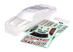 Traxxas Body, Rustler (also fits Rustler VXL) (clear, requires painting)/ window, lights decal sheet