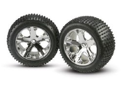 Traxxas Tires & wheels, assembled, glued (2.8") (All-Star chrome wheels, Alias tires, foam inserts)