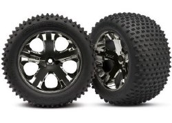 raxxas Tires & wheels, assembled, glued (2.8") (All-Star black chrome wheels, Alias tires, foam inse