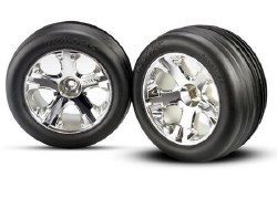 Tires & wheels, assembled, glued (2.8")(All-Star chrome wheels, Ribbed tires, foam inserts) (electri