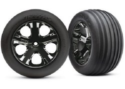 ires & wheels, assembled, glued (2.8")(All-Star black chrome wheels, Ribbed tires, foam inserts) (el