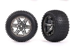 Traxxas Tires & wheels, assembled, glued (2.8") (RXT black chrome wheels, Alias tires, foam inserts)