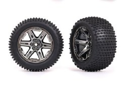 Tires & wheels, assembled, glued (2.8") (RXT black chrome wheels, Alias tires, foam inserts) (2WD el