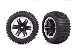 Tires & wheels, assembled, glued (2.8") (RXT black & chrome wheels, Alias tires, foam inserts) (2WD