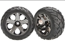Traxxas Tires & Wheels, Assembled, Glued (All-Star Black Chrome Wheels, Anaconda Tires, Foam Inserts