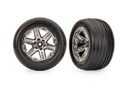 Tires & wheels, assembled, glued (2.8") (RXT chrome wheels, ribbed tires, foam inserts) (electric fr