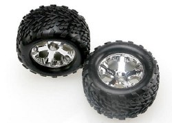 Traxxas Tires & Wheels, Assembled, Glued (2.8") (All-Star Chrome Wheels, Talon Tires, Foam Inserts)