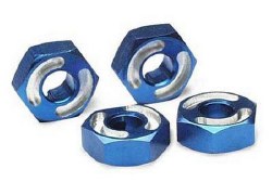 Aluminum 14mm Hex Wheel Hubs w/ 2.5x12mm Axle Pins (Blue) (2)