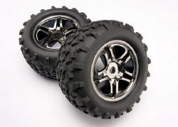Traxxas Pre-Mounted Maxx Tires w/Split Spoke (black chrome) (2) (fits Maxx/Revo series) (TSM rated)
