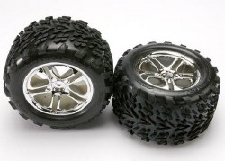 Traxxas Talon Pre-Mounted Tires w/SS Split Spoke Wheels (2) (Revo,TMX) (Chrome)