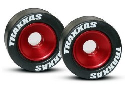Wheels, aluminum (red-anodized) (2)/ 5x8mm ball bearings (4)/ axles (2)/ rubber tires (2)