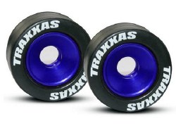 Aluminum Wheelie Bar Wheel Set w/Rubber Tires (Blue) (2)