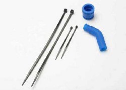 Pipe coupler, molded (blue)/ exhaust deflecter (rubber, blue)/ cable ties, long (2)/ cable ties, sho