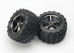 Traxxas Tires & wheels, assembled, glued (Gemini Black wheels, Talon tires, foam inserts) (2) (also