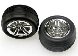 Traxxas Tires & Wheels, Assembled, Glued (2.8") (Twin-Spoke Wheels, Alias Ribbed Tires, Foam Inserts