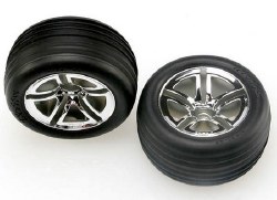 Tires & Wheels, Assembled, Glued (2.8") (Twin-Spoke Wheels, Alias Ribbed Tires, Foam Inserts) (Nitro