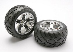 "Tires & wheels, assembled, glued (All-Star chrome wheels, Anaconda 2.8"" tires, foam inserts) (nitr