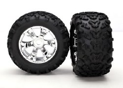 Traxxas Maxx Pre-Mounted Tires w/17mm Geode Wheels (2) (Chrome)