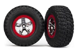 raxxas Tires & wheels, assembled, glued (SCT chrome, red beadlock style wheels, BFGoodrich Mud-Terra