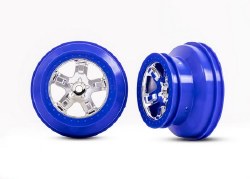 Wheels, SCT chrome, blue beadlock style, dual profile (2.2" outer 3.0" inner) (2) (4WD front/rear, 2