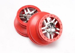 Wheels, Sct Split-Spoke, Chrome, Red Beadlock Style, Dual Profile (2.2" Outer, 3.0" Inner) (2wd Fron