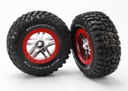 Tires & wheels, assembled, glued (SCT Split-Spoke, chrome red beadlock style wheels, BFGoodrich Mud-