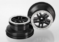 Wheels, Sct Split-Spoke, Black, Satin Chrome Beadlock Style, Dual Profile (2.2" Outer, 3.0" Inner) (