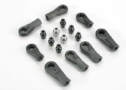 Plastic Rod Ends (8) (1/6 And 1/5 Scale)/ Hollow Ball Connectors (8) (6-Black, 2-Silver)