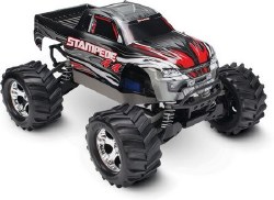 Stampede 4X4 brushed Titan 12t motor and XL-5 ESC with 7-Cell NiMH 3000mAh and DC charger. Silver.