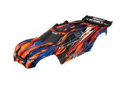Traxxas Body, Rustler 4X4 VXL, orange/ window, grill, lights decal sheet (assembled with front & rea