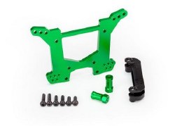 Shock tower, rear, 7075-T6 aluminum (green-anodized) (1)/ body mount bracket (1)