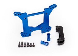 Shock tower, rear, 7075-T6 aluminum (blue-anodized) (1)/ body mount bracket (1)