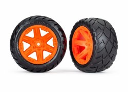 Traxxas Tires & wheels, assembled, glued (2.8") (RXT orange wheels, Anaconda tires, foam inserts) (2