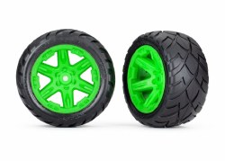 Traxxas Tires & wheels, assembled, glued (2.8") (RXT green wheels, Anaconda tires, foam inserts) (2W