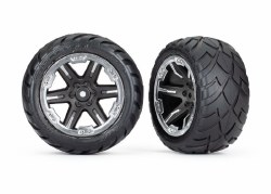 Traxxas Tires & wheels, assembled, glued (2.8") (RXT black w/ chrome wheels, Anaconda tires, foam in