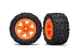 Traxxas Tires & wheels, assembled, glued (2.8") (Rustler 4X4 orange wheels, Talon Extreme tires, foa