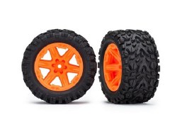 Tires & wheels, assembled, glued (2.8") (Rustler 4X4 orange wheels, Talon Extreme tires, foam insert